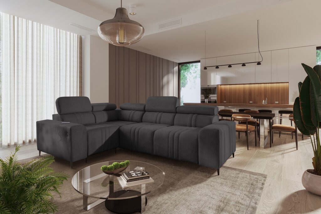 Narożnik Verona II z funkcją spania tkanina Vena 20