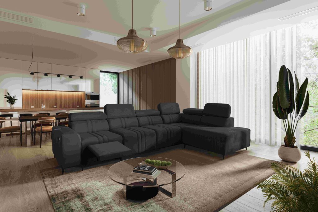 Narożnik Verona XI Mix z funkcją spania oraz funkcją relax manualna tkanina Vena 20