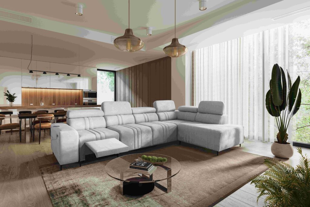 Narożnik Verona XI Mix z funkcją spania oraz funkcją relax manualna tkanina Vena 3