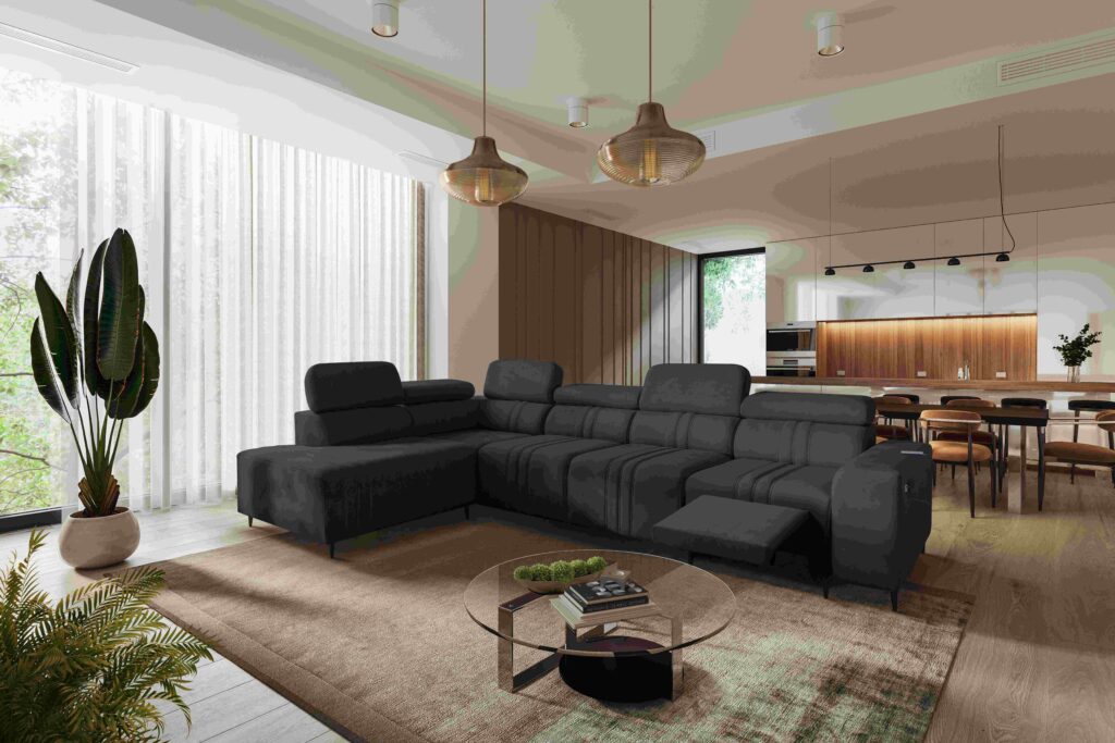 Narożnik Verona XI Mix z funkcją spania oraz funkcją relax manualna tkanina Vena 20