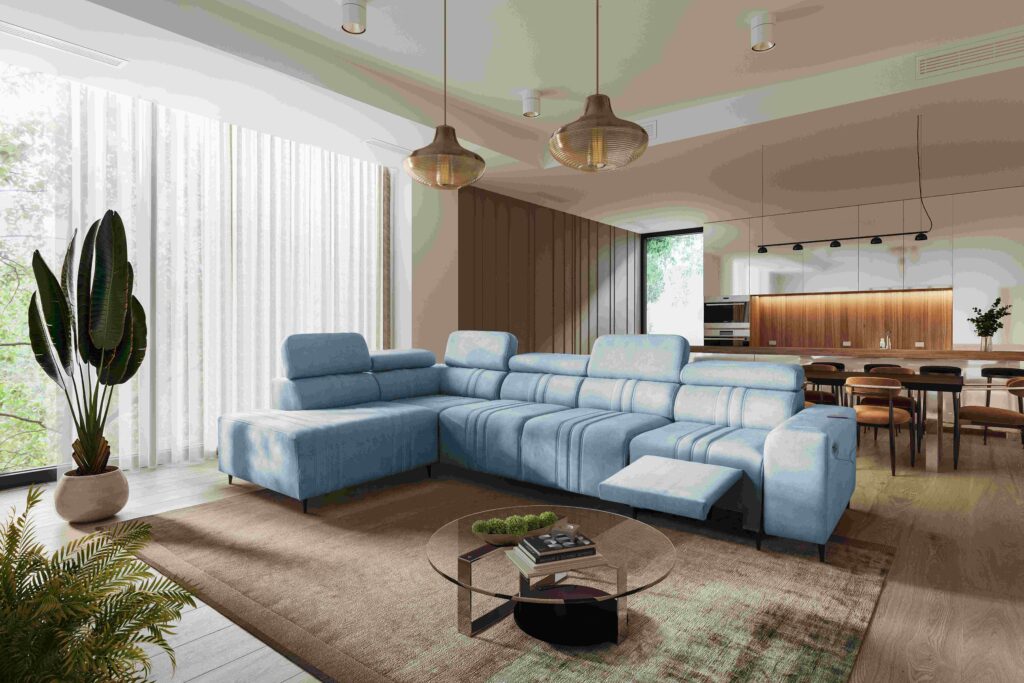 Narożnik Verona XI Mix z funkcją spania oraz funkcją relax manualna tkanina Vena 6