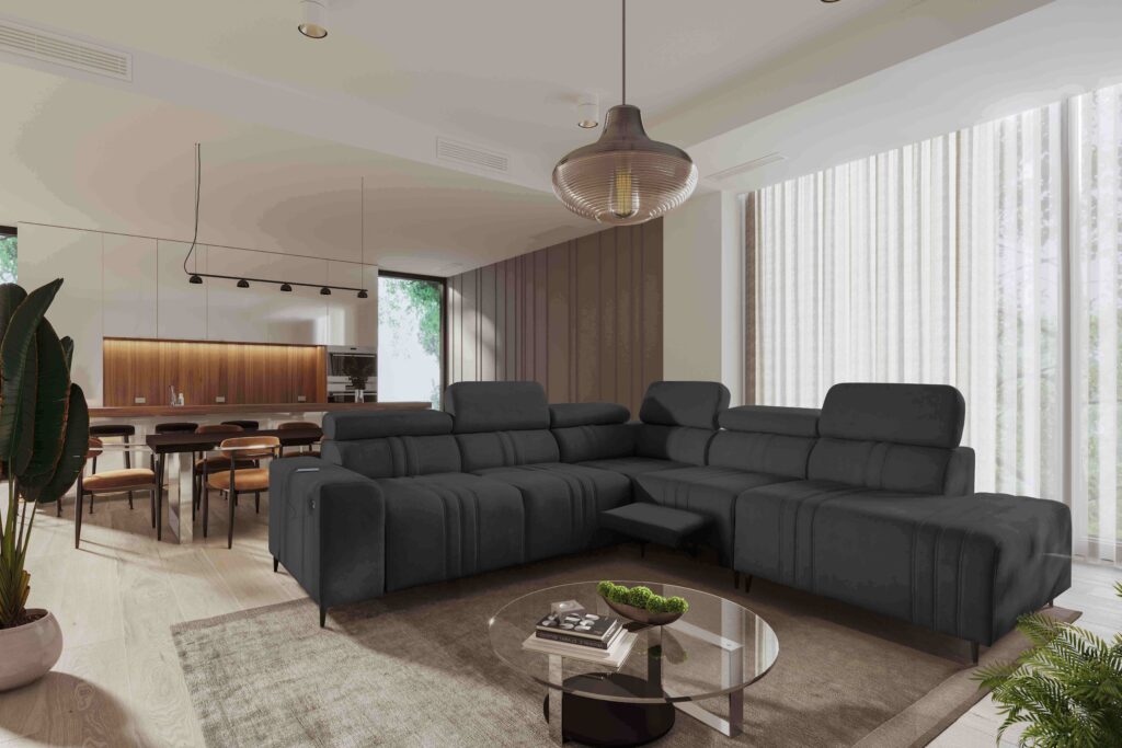 Narożnik Verona IX Mix z funkcją spania oraz funkcją relax manualna tkanina Vena 20