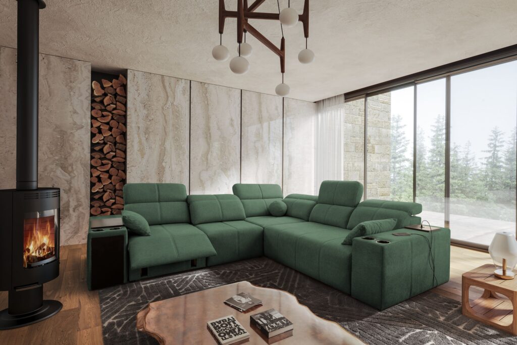 Narożnik milano III mix z funkcja spania oraz funkcja relax tkanina verita 75