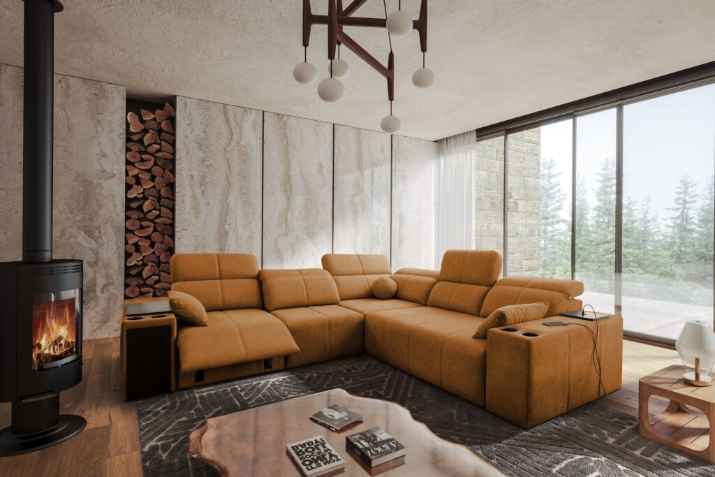 Narożnik milano III mix z funkcja spania oraz funkcja relax tkanina verita 54