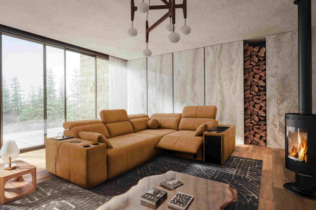 Narożnik milano II mix z funkcja spania oraz funkcja relax tkanina verita 54