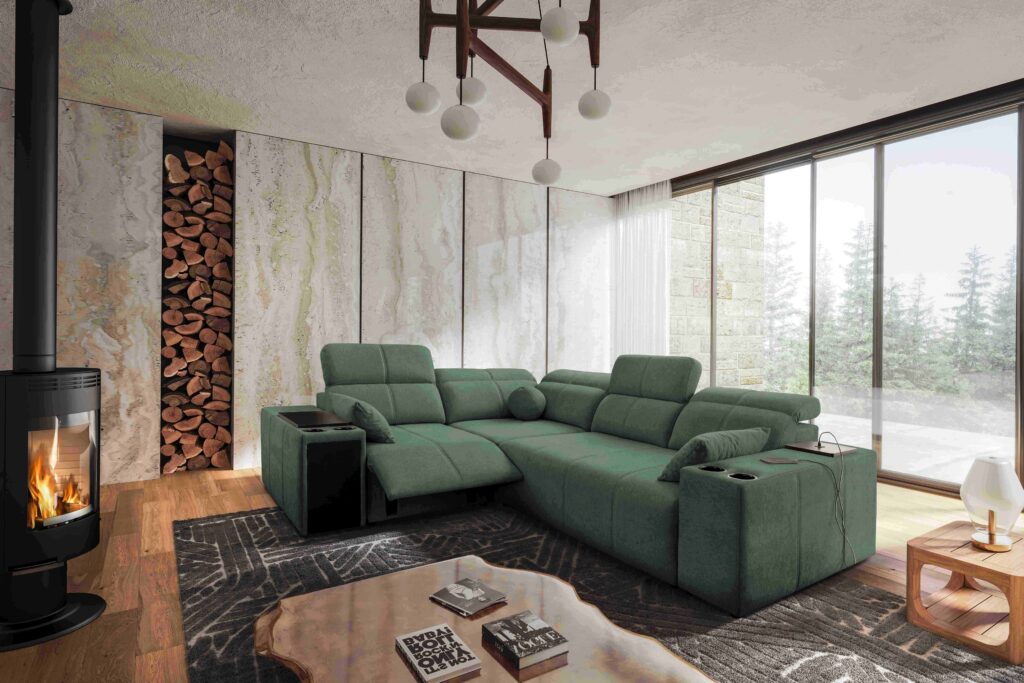 Narożnik milano II mix z funkcja spania oraz funkcja relax tkanina verita 75