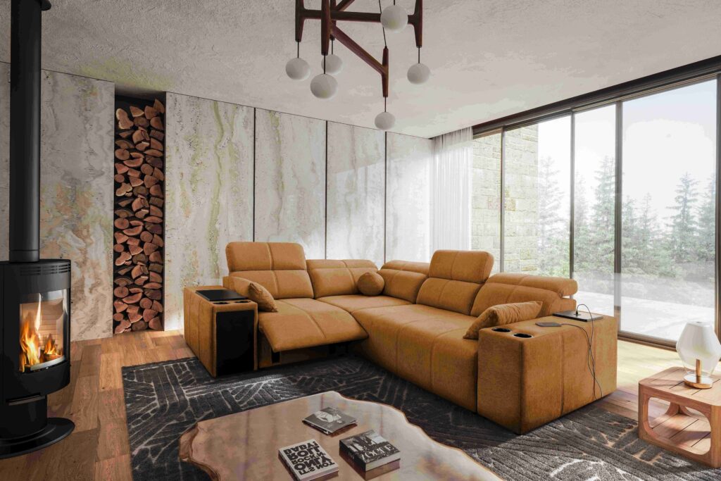 Narożnik milano II mix z funkcja spania oraz funkcja relax tkanina verita 54