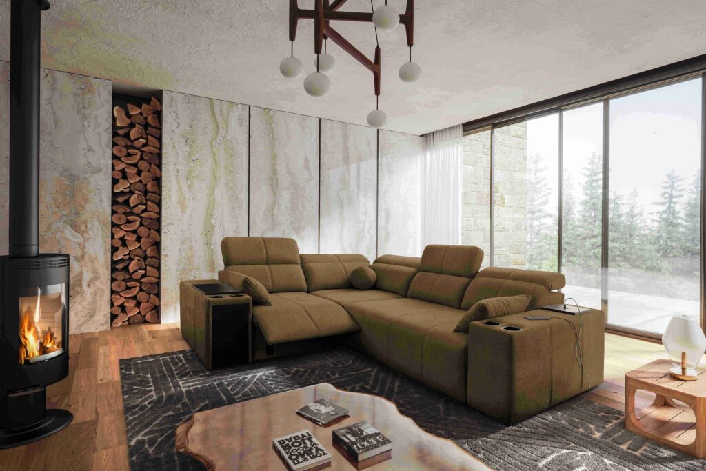 Narożnik milano II mix z funkcja spania oraz funkcja relax tkanina verita 28