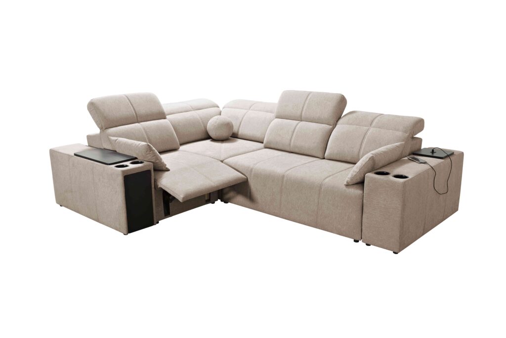 Narożnik milano II mix z funkcja spania oraz funkcja relax tkanina verita 09