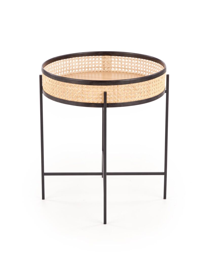 LANIPA ława czarny / rattan naturalny