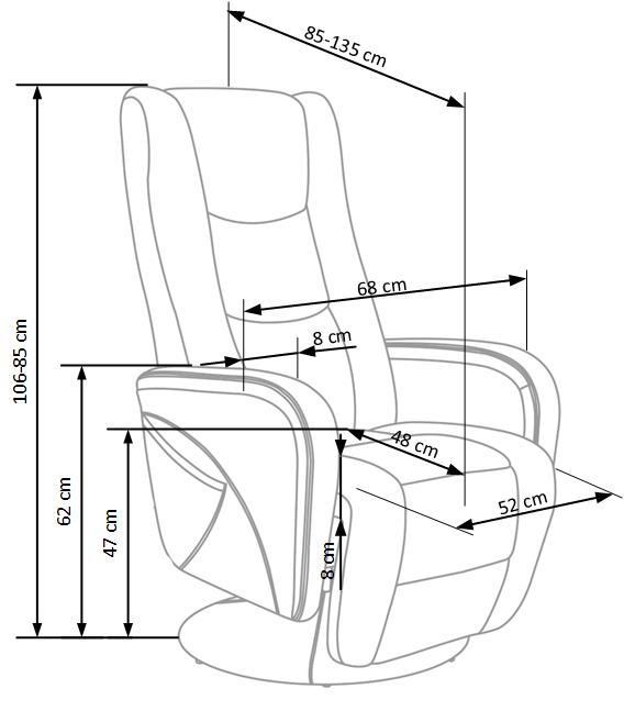 PULSAR recliner z funkcją masażu popielaty