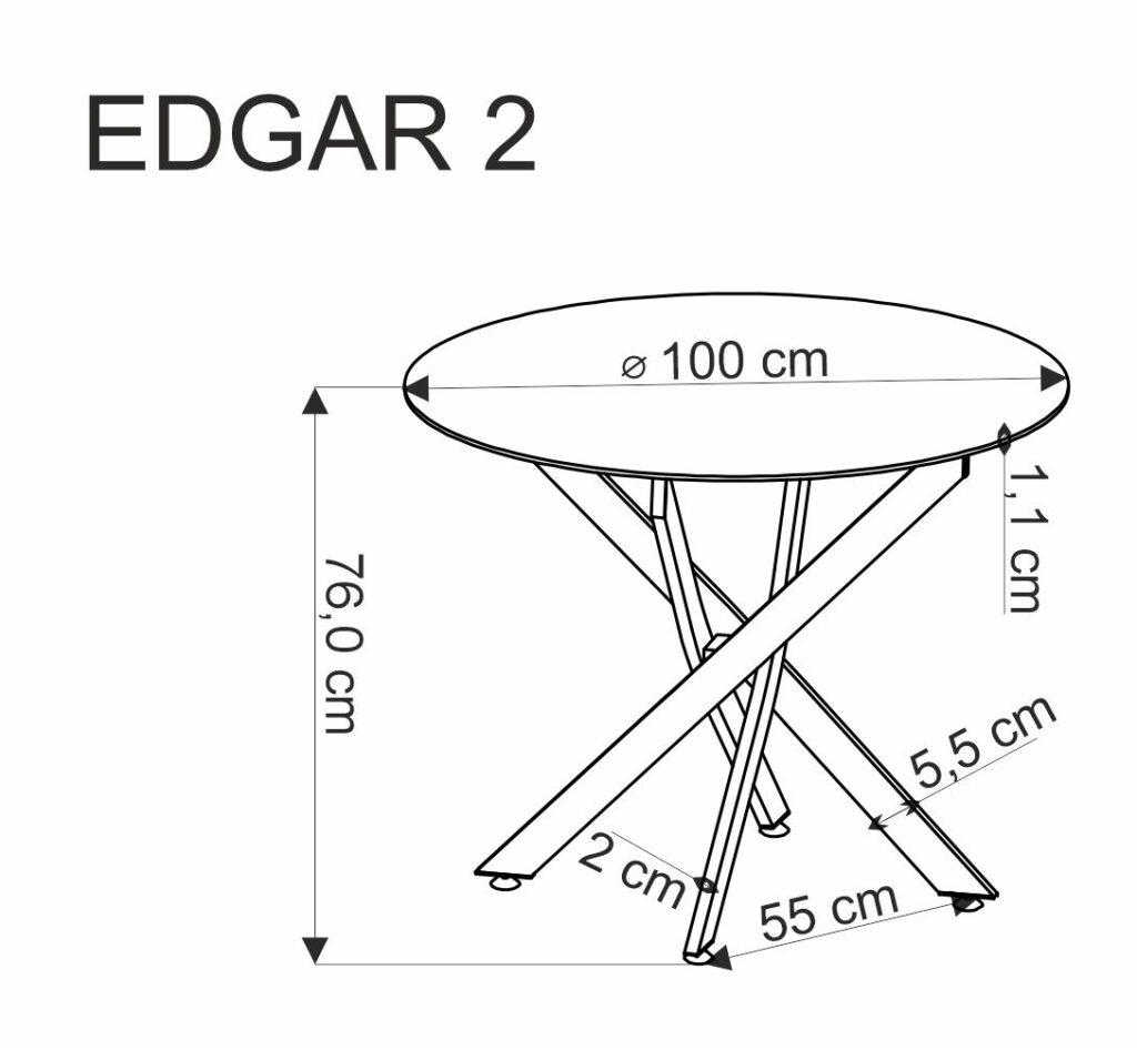 EDGAR 2 stół okrągły, blat - biały marmur, nogi - czarny
