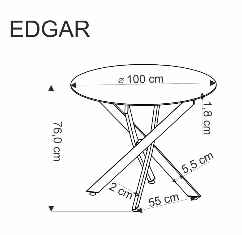 EDGAR stół, blat - orzechowy, nogi - czarny