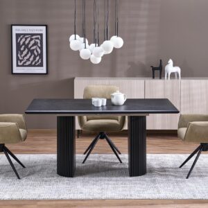 BOLERO stół rozkładany 160-250x90x78 cm dąb naturalny/czarny