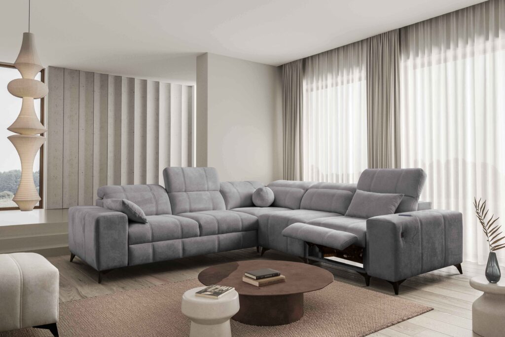 Narożnik ballagio III Mix z funkcją spania oraz funkcją relax tkanina Spring 1102
