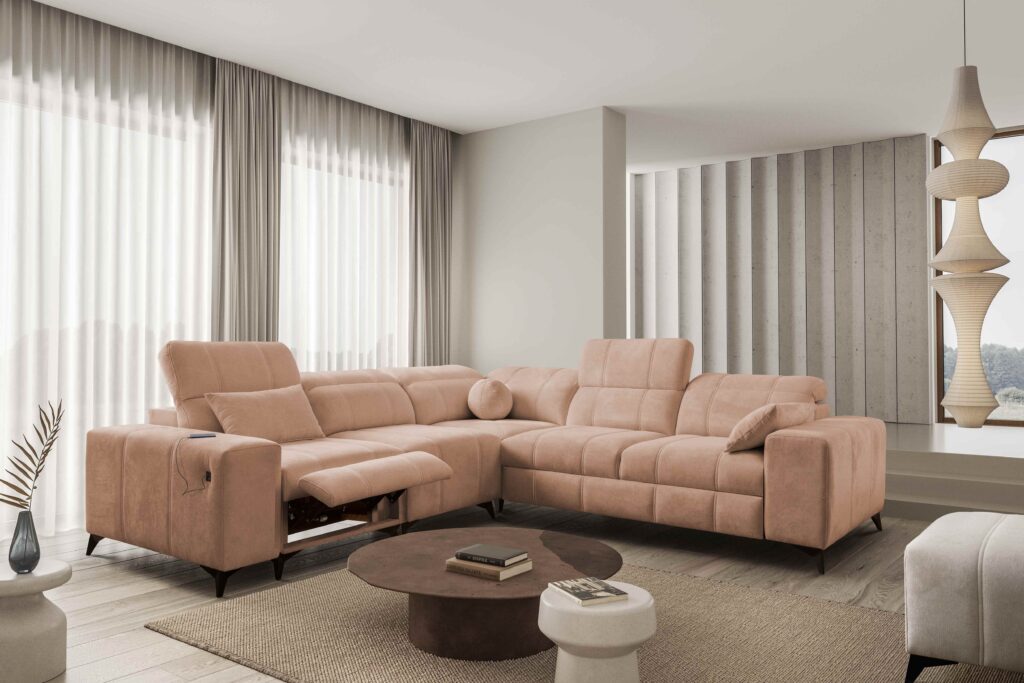Narożnik ballagio III Mix z funkcją spania oraz funkcją relax tkanina Spring 1112
