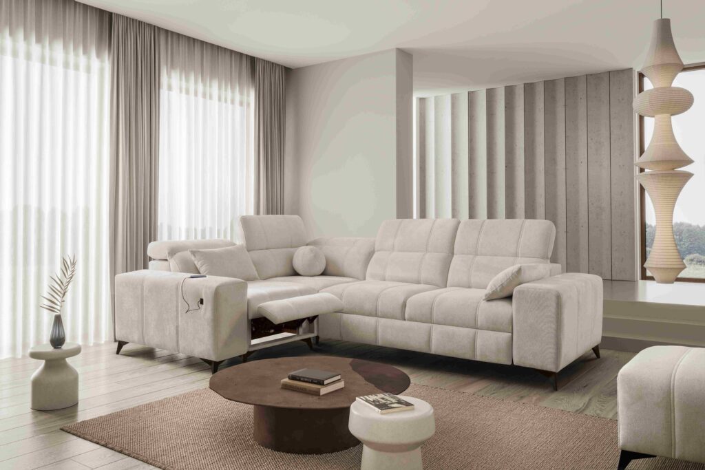 Narożnik ballagio II Mix z funkcją spania oraz funkcją relax tkanina Spring 1108