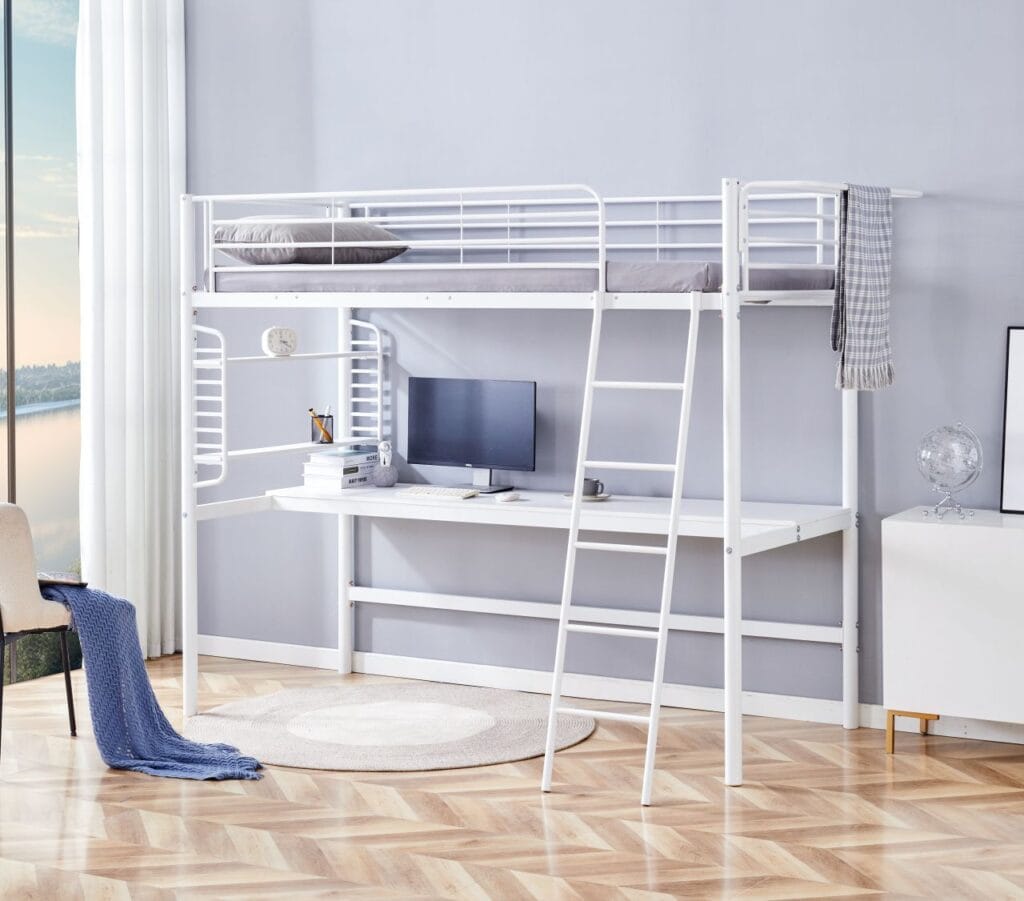Łóżko piętrowe z biurkiem 90x200 (białe)