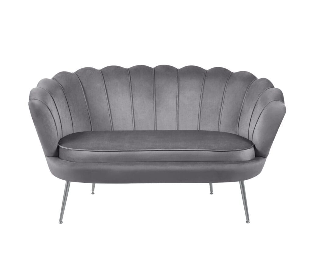 Sofa velvet (szara) /nogi srebrne/
