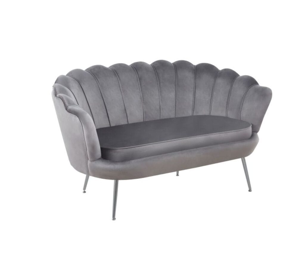 Sofa velvet (szara) /nogi srebrne/