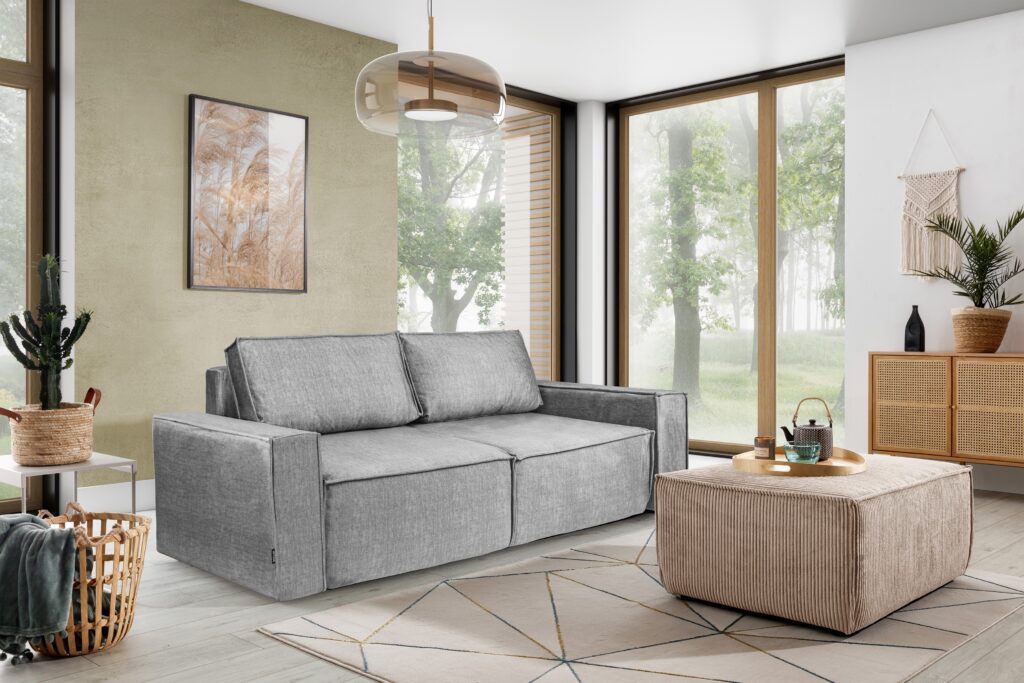 Kanapa z funkcją spania Flabio - szary welur Vogue 14 Silver
