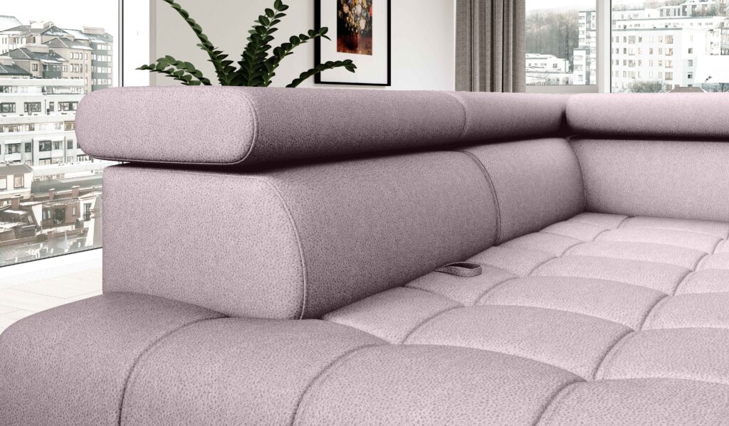 Narożnik BAGGIO Lewostronny z funkcją spania, wolnostojący tkanina LETTO 60 Pudrowy Róż