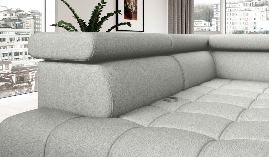 Narożnik BAGGIO Prawostronny z funkcją spania, wolnostojący tkanina LETTO 03 Popielaty
