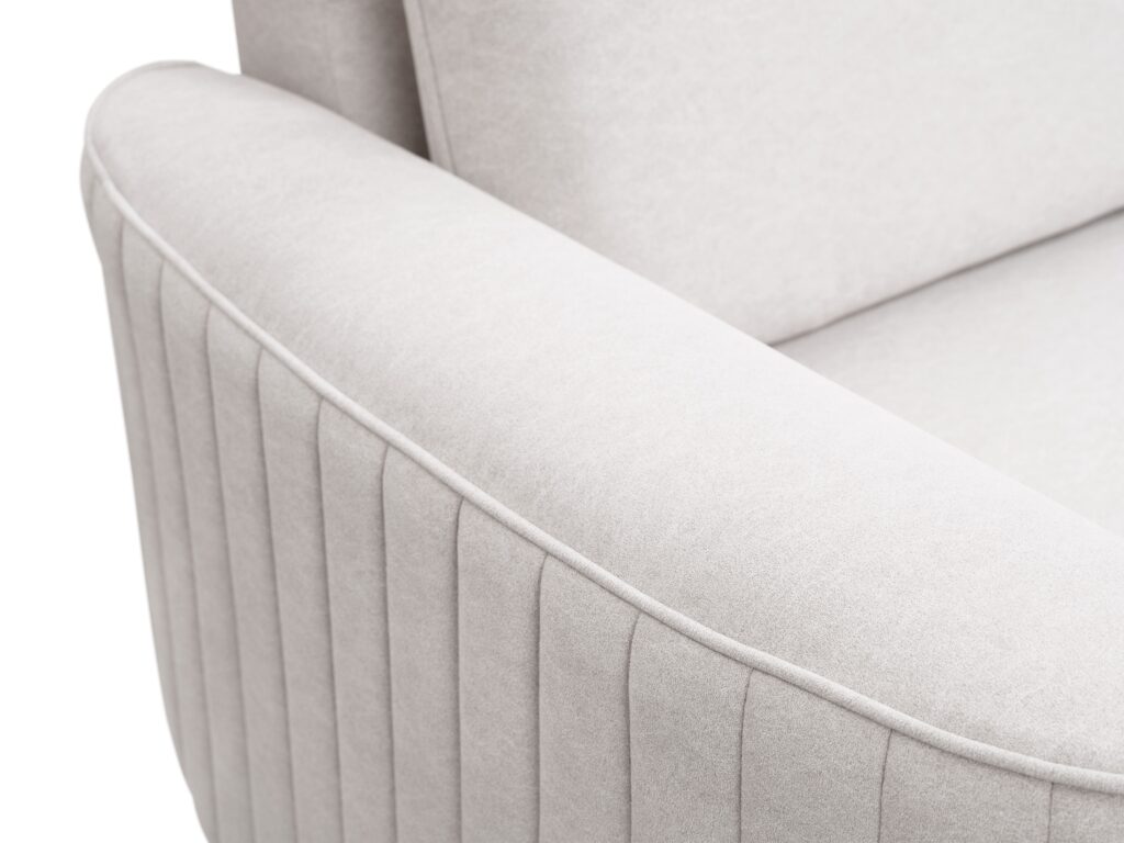 Narożnik LAREN nowoczesna sofa z funkcją spania, pojemnik na pościel, plastikowe nogi, lewa strona, ECRU, 251x251x85 cm