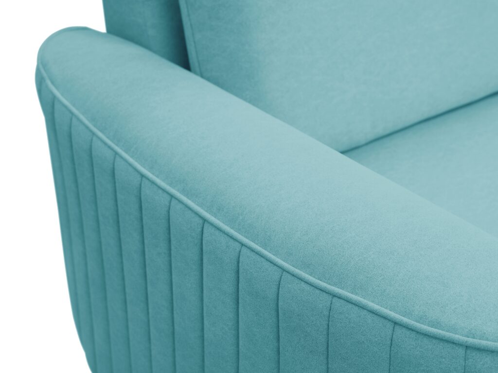 Narożnik LAREN nowoczesna sofa z funkcją spania, pojemnik na pościel, plastikowe nogi, lewa strona, TURKUSOWY, 251x251x85 cm