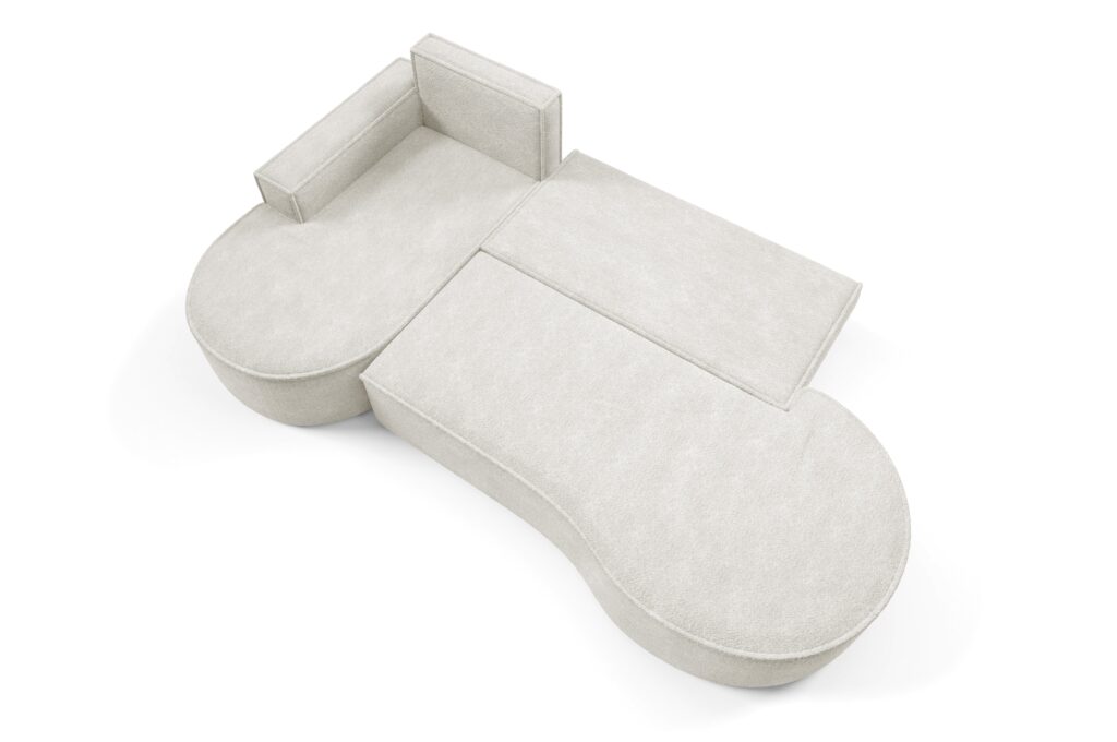 Narożnik MOLLY Lewostronny z funkcją spania, wolnostojący tkanina ABRIAMO 04 Biały