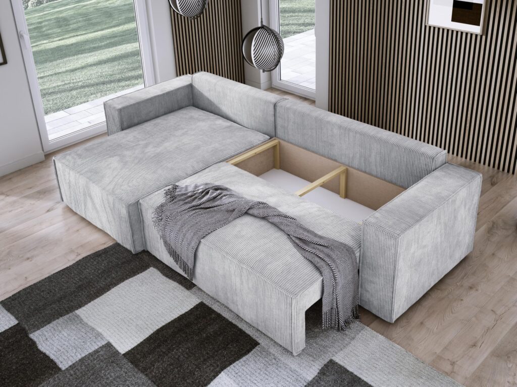 Narożnik POSO XL Lewostronny zestaw z poduszkami wolnostojący tkanina POSO 110