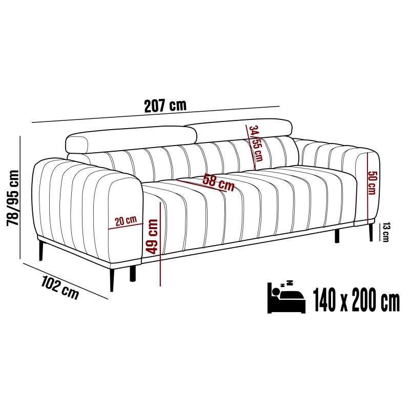 Sofa GANDI 140 z funkcją RELAX i włoski system rozkładania funkcji spania ONTARIO 15