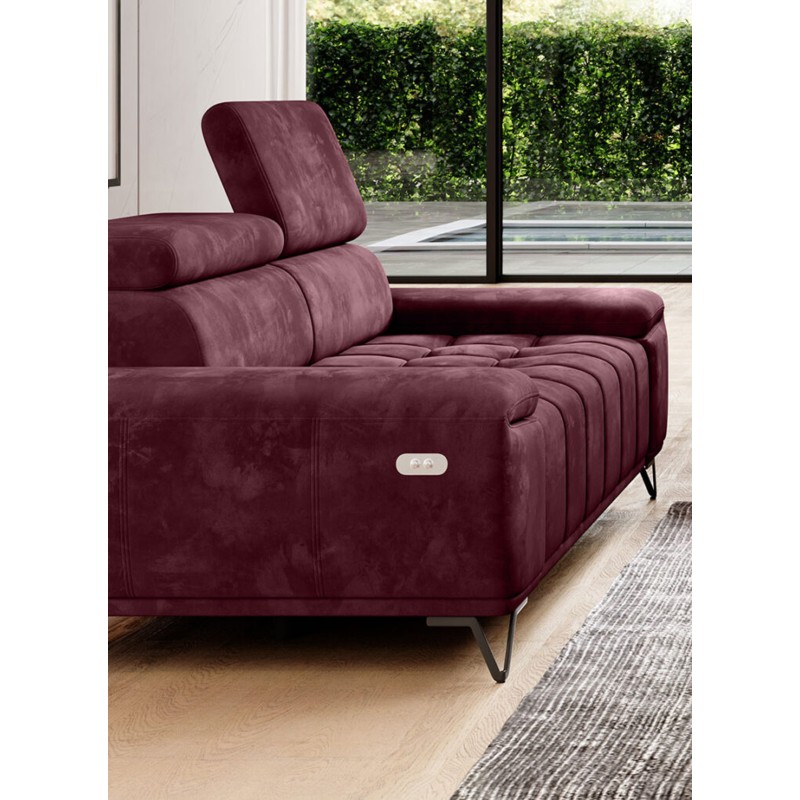 Sofa 3 osobowa PALLADIO z elektrycznym systemem rozkładania siedziska regulowane zagłówki MONOLITH 69