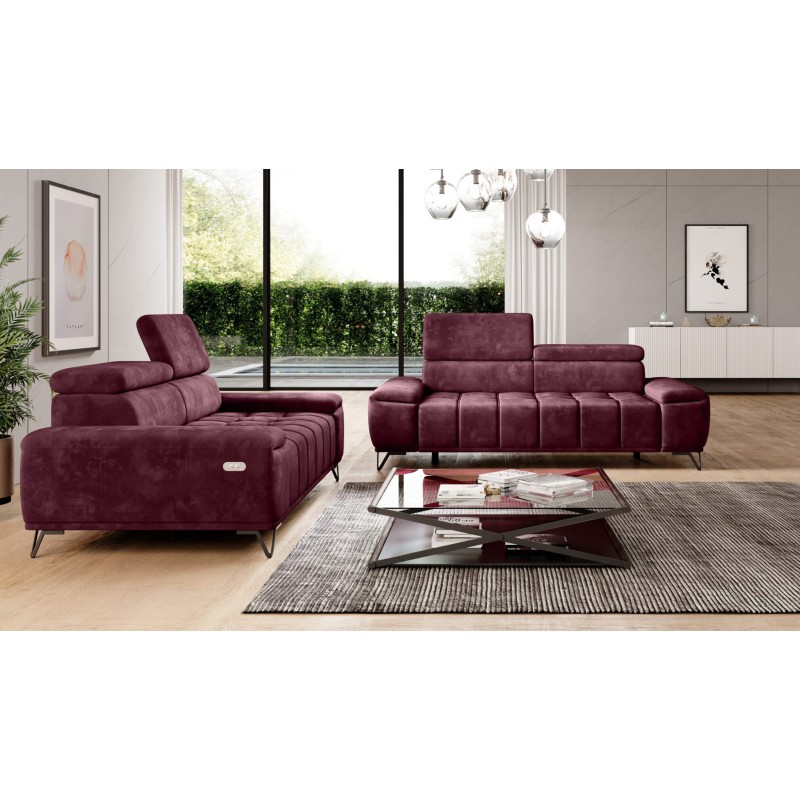Sofa 3 osobowa PALLADIO z elektrycznym systemem rozkładania siedziska regulowane zagłówki MONOLITH 69
