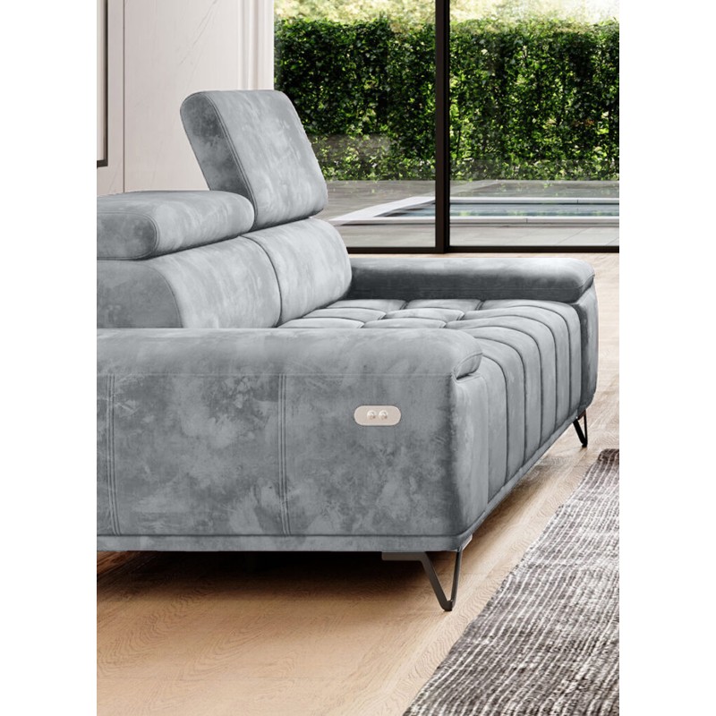 Sofa 3 osobowa PALLADIO z elektrycznym systemem rozkładania siedziska regulowane zagłówki MONOLITH 84