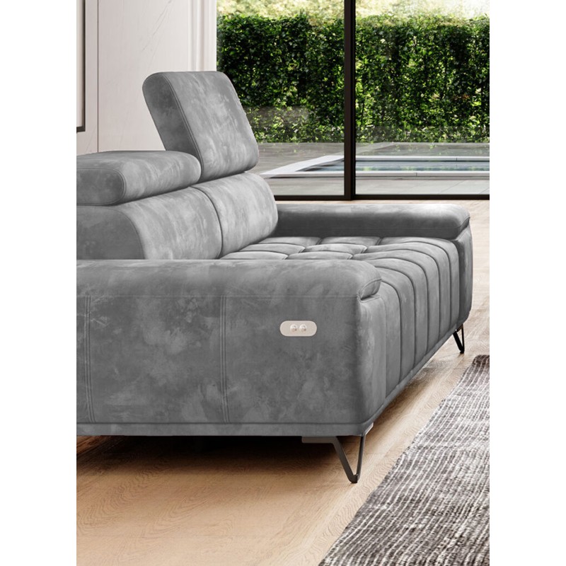 Sofa 3 osobowa PALLADIO z elektrycznym systemem rozkładania siedziska regulowane zagłówki MONOLITH 85