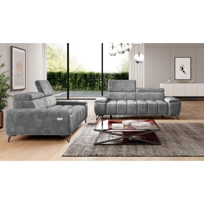 Sofa 3 osobowa PALLADIO z elektrycznym systemem rozkładania siedziska regulowane zagłówki MONOLITH 85