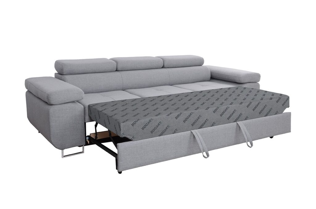 Sofa z funkcją spania Annabelle II z regulowanymi podłokietnikami - szary welwet łatwoczyszczący Zetta 302 / nogi chromowane