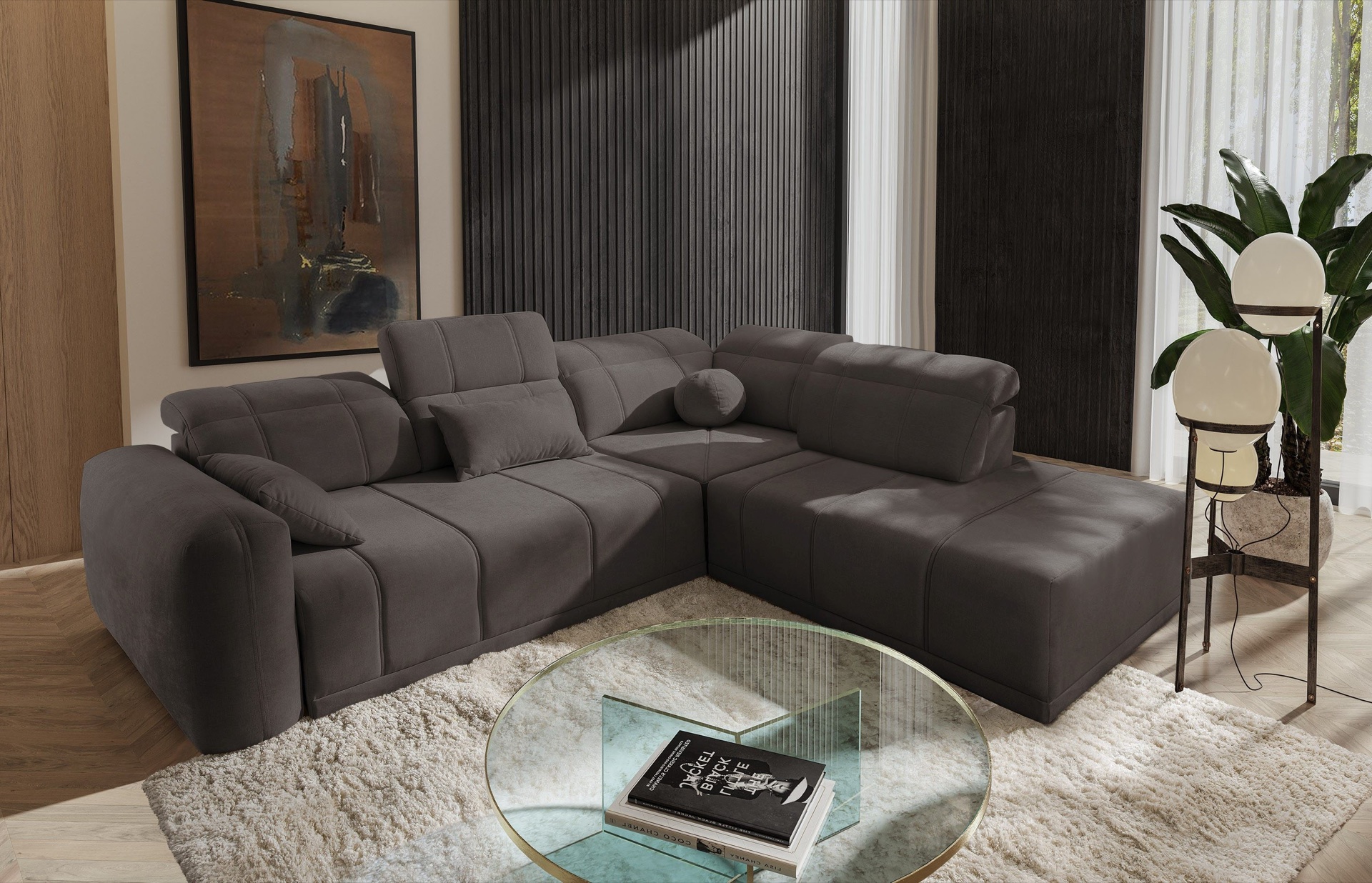 Narożnik Luxor VII z funkcją spania tkanina Wind 21