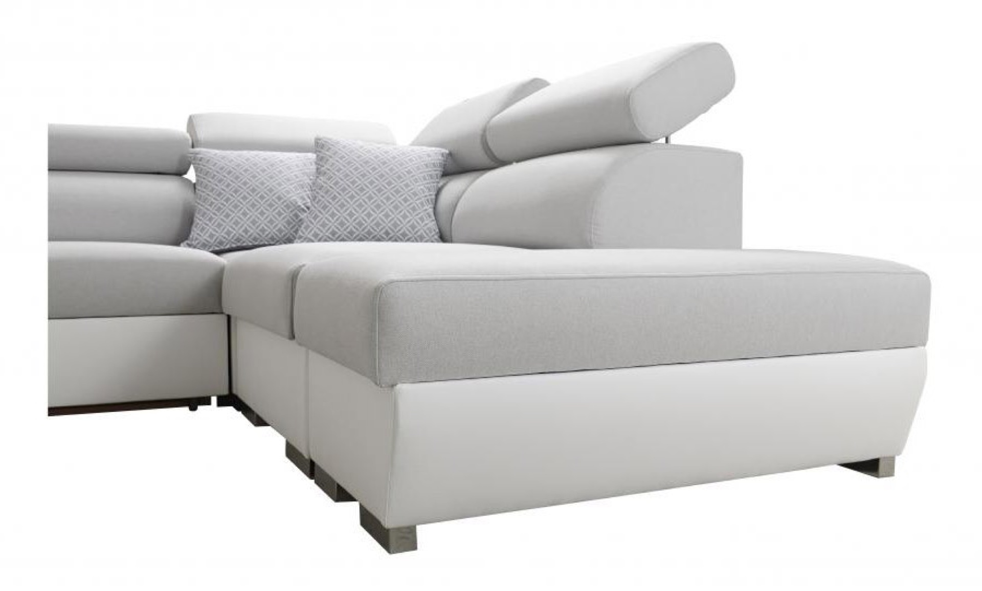Narożnik Napoli III z funkcją spania oraz otwieranym barkiem Tkanina Luxo 6601 + Ecoskóra