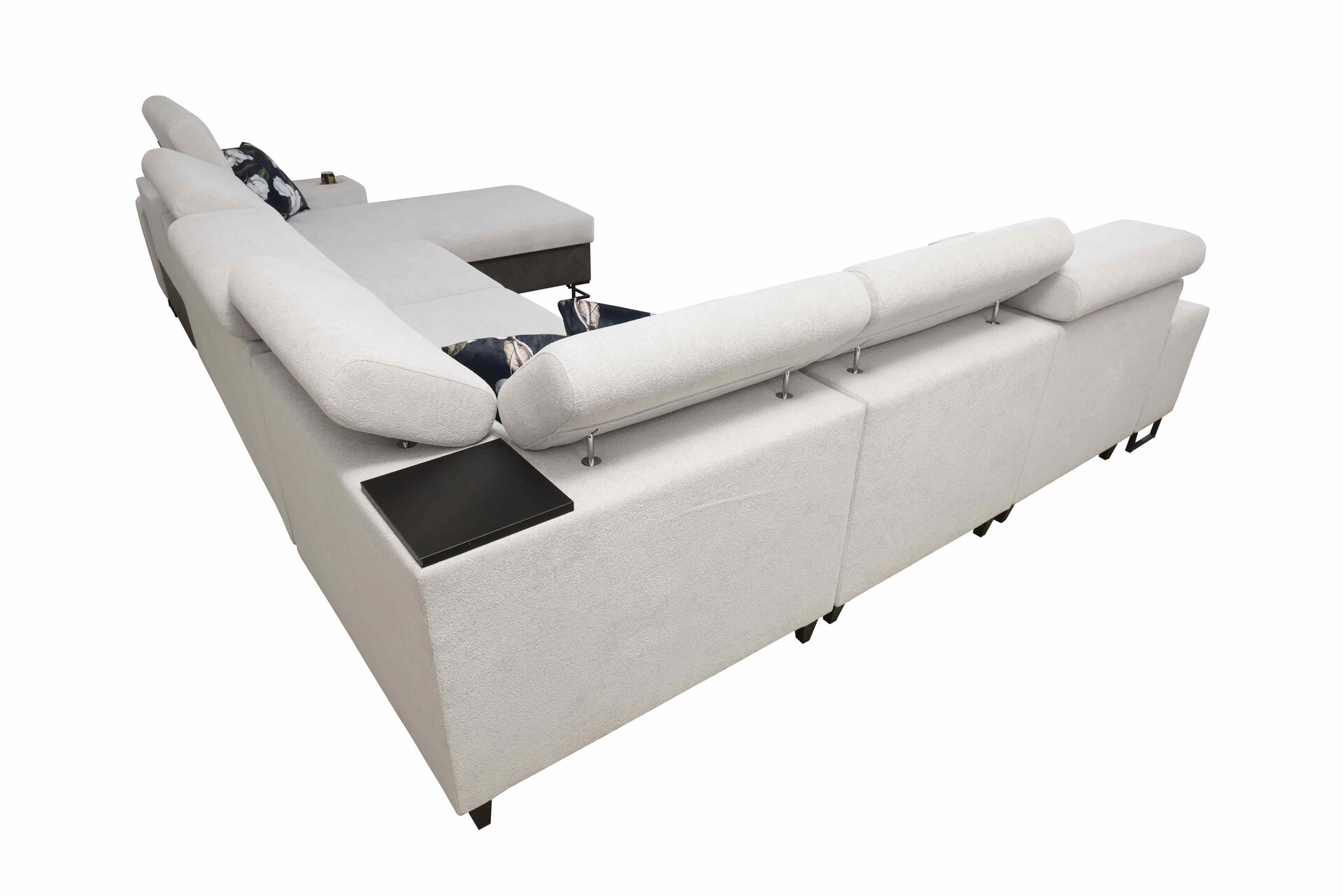 Narożnik w kształcie U Prestige IV maxi z funkcją spania i portem usb tkanina Freya 210.18 + Tauro 8207