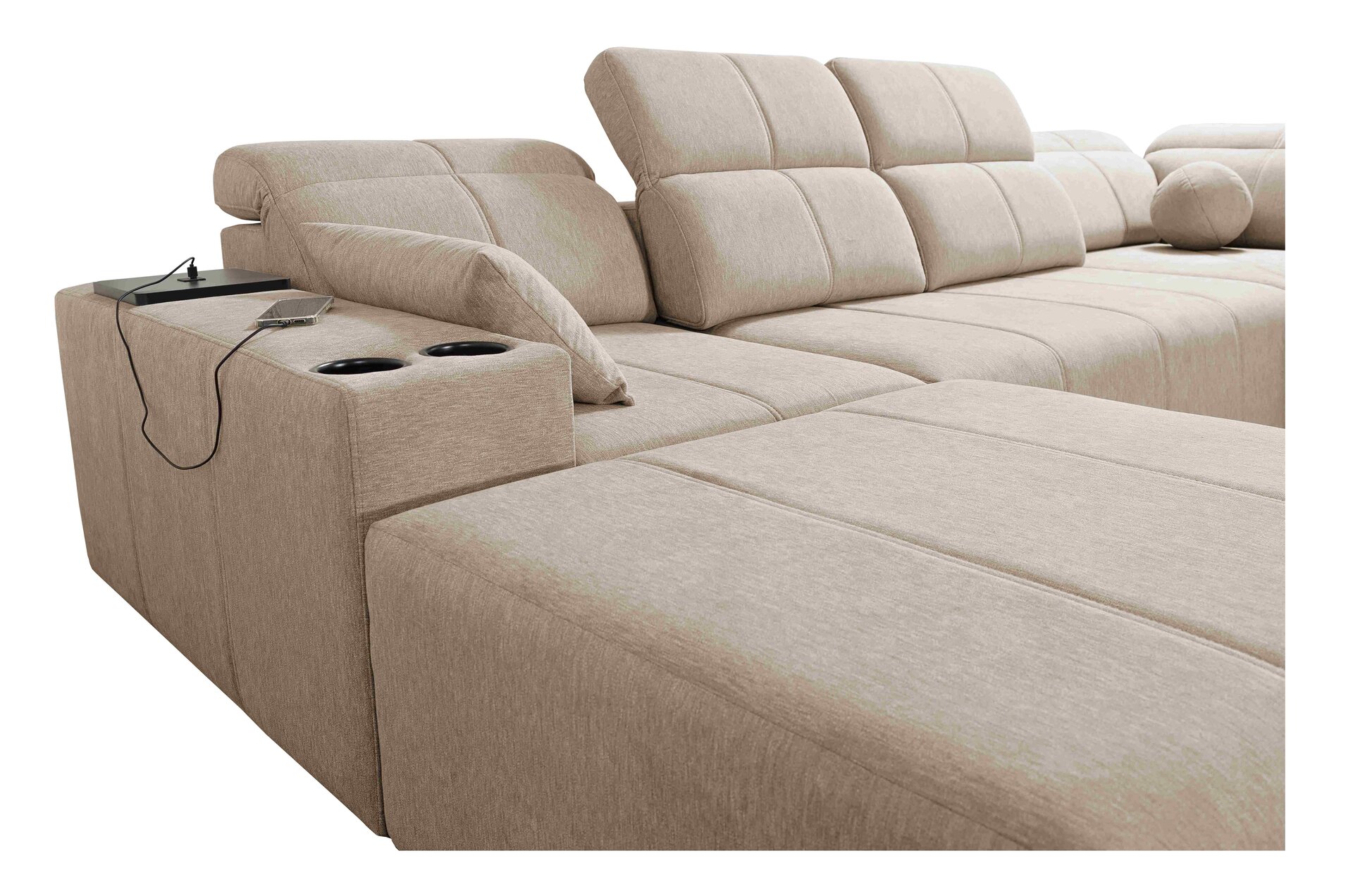 Narożnik w kształcie U milano IV mix z funkcja spania oraz funkcja relax tkanina verita 75