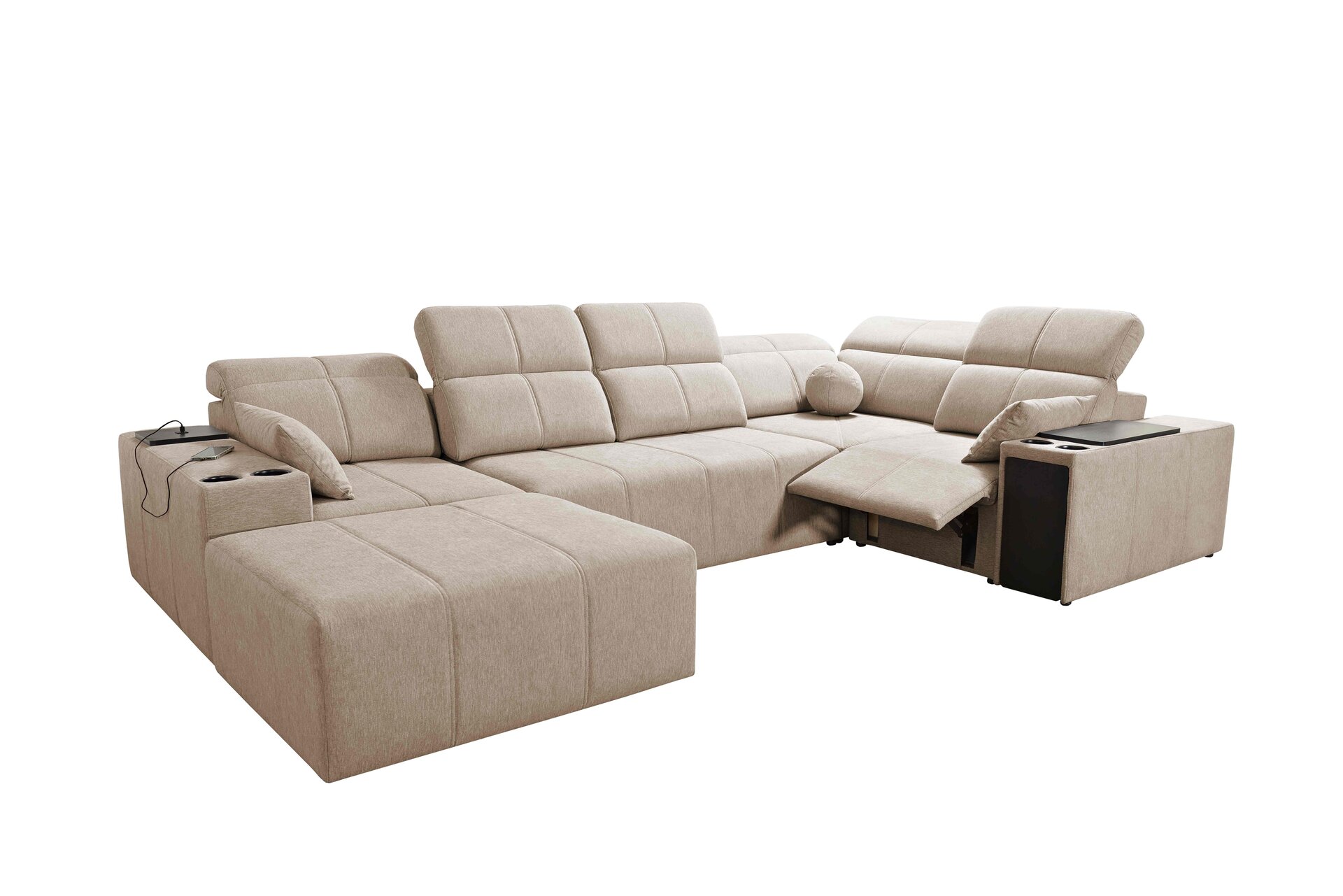 Narożnik w kształcie U milano IV mix z funkcja spania oraz funkcja relax tkanina verita 75