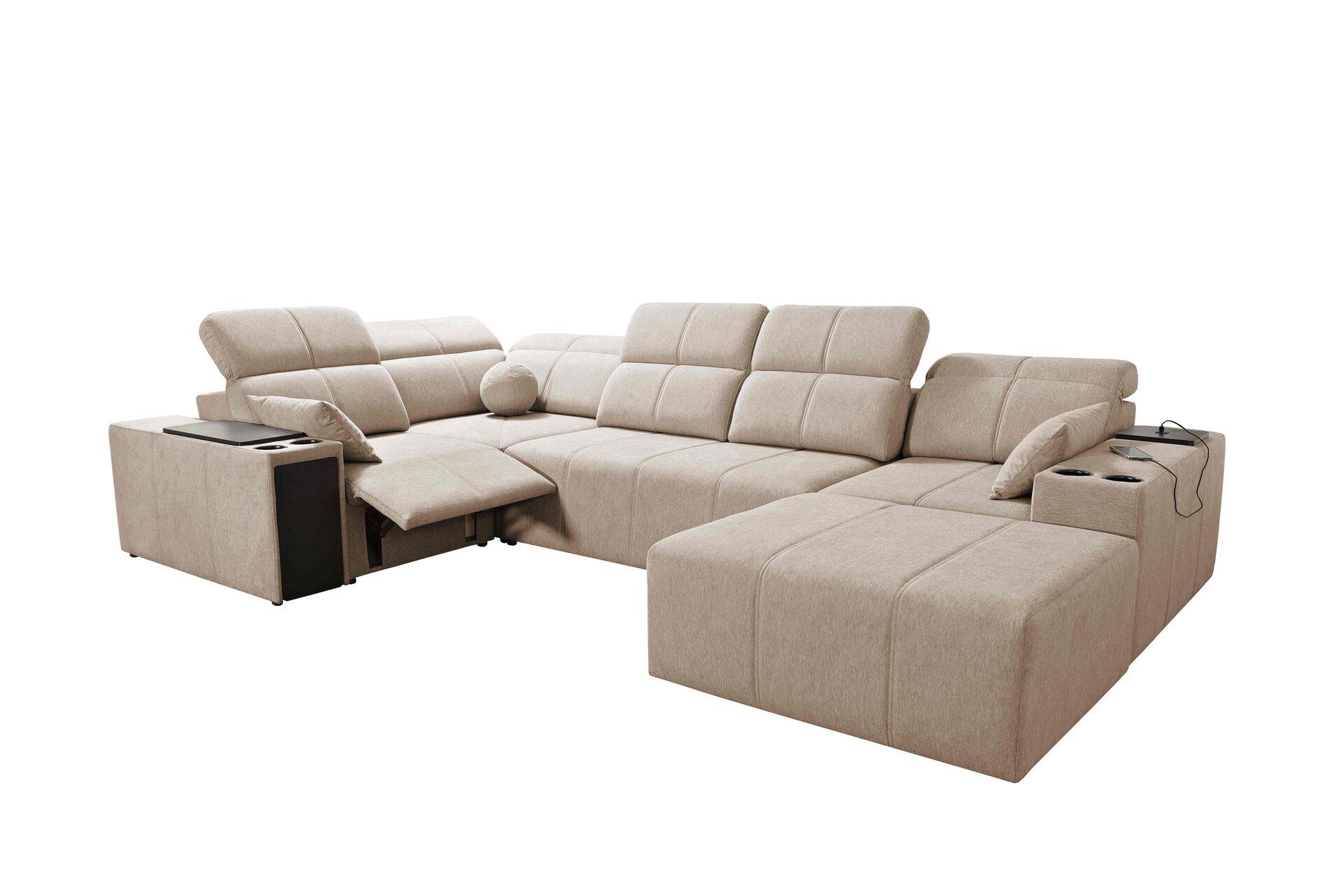 Narożnik w kształcie U milano IV mix z funkcja spania oraz funkcja relax tkanina verita 54