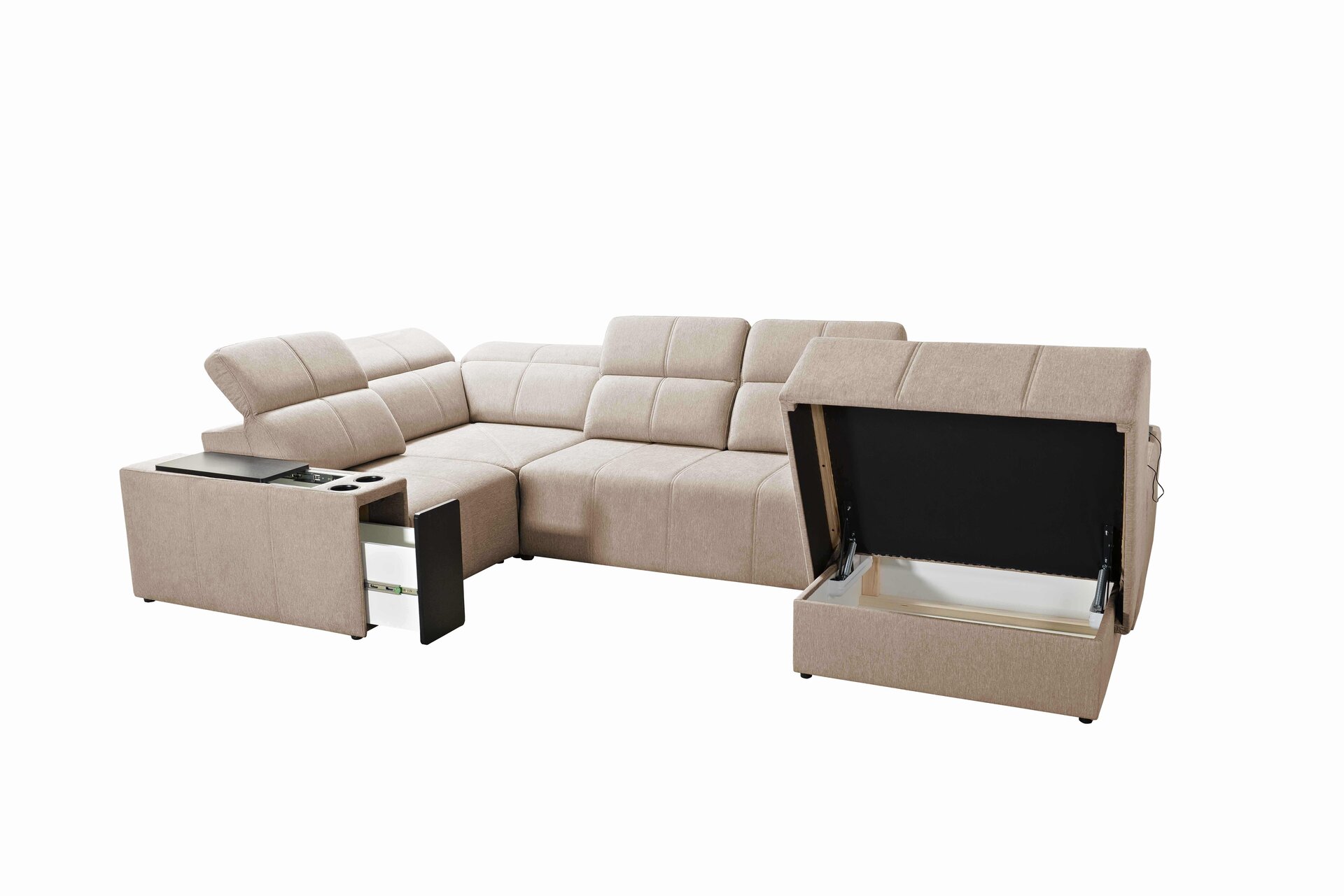 Narożnik w kształcie U milano IV mix z funkcja spania oraz funkcja relax tkanina verita 80