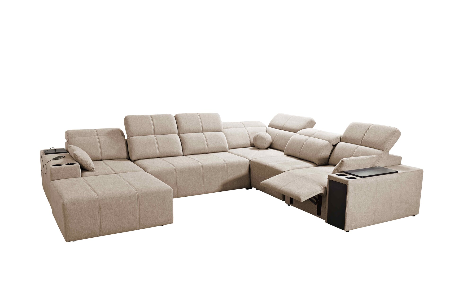 Narożnik w kształcie U milano VIII mix z funkcja spania oraz funkcja relax tkanina verita 80