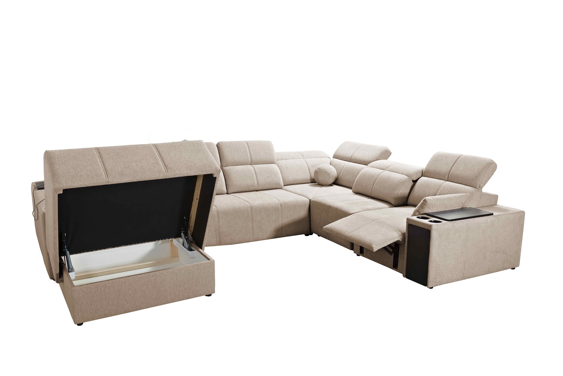 Narożnik w kształcie U milano VIII mix z funkcja spania oraz funkcja relax tkanina verita 80