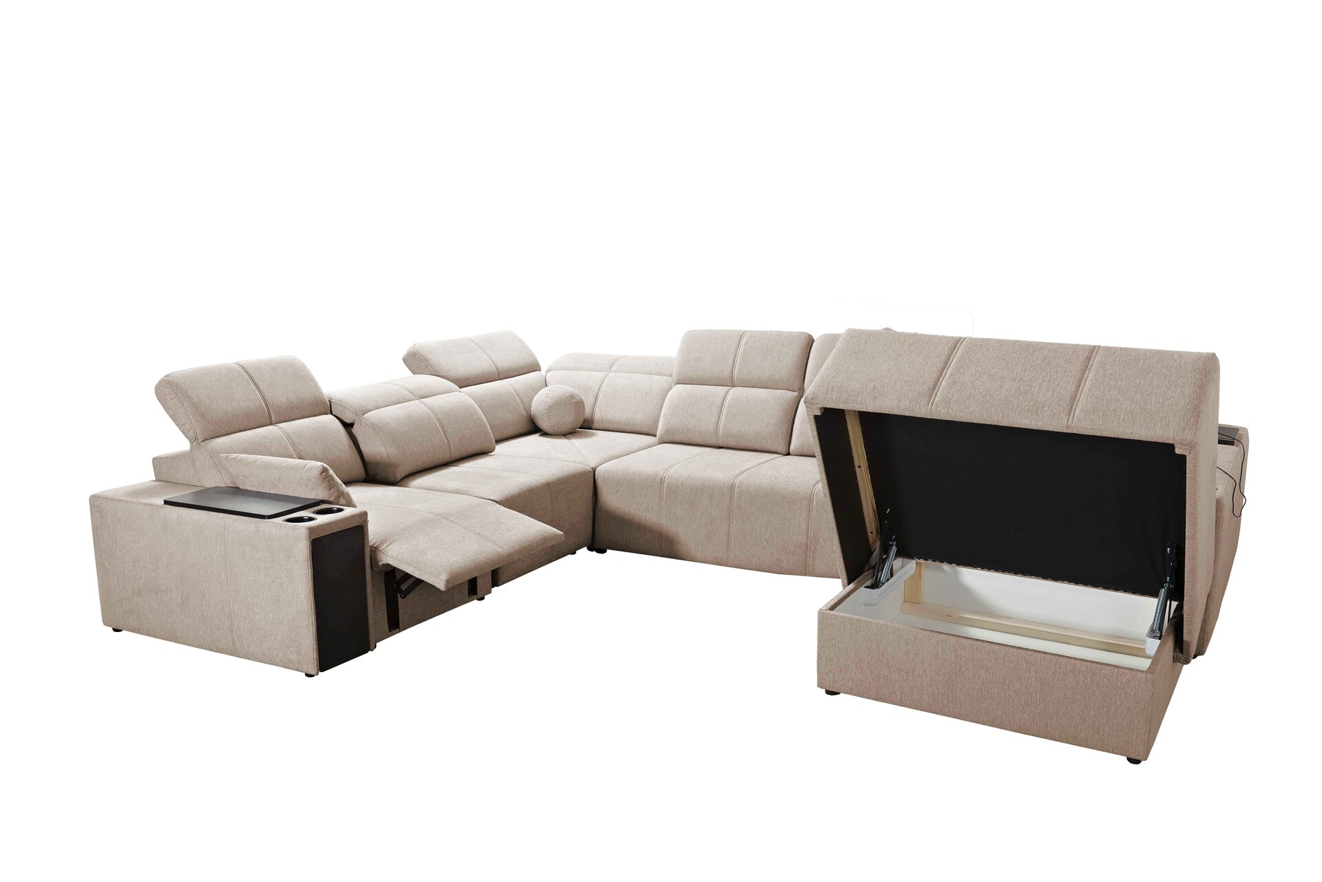 Narożnik w kształcie U milano VIII mix z funkcja spania oraz funkcja relax tkanina verita 39