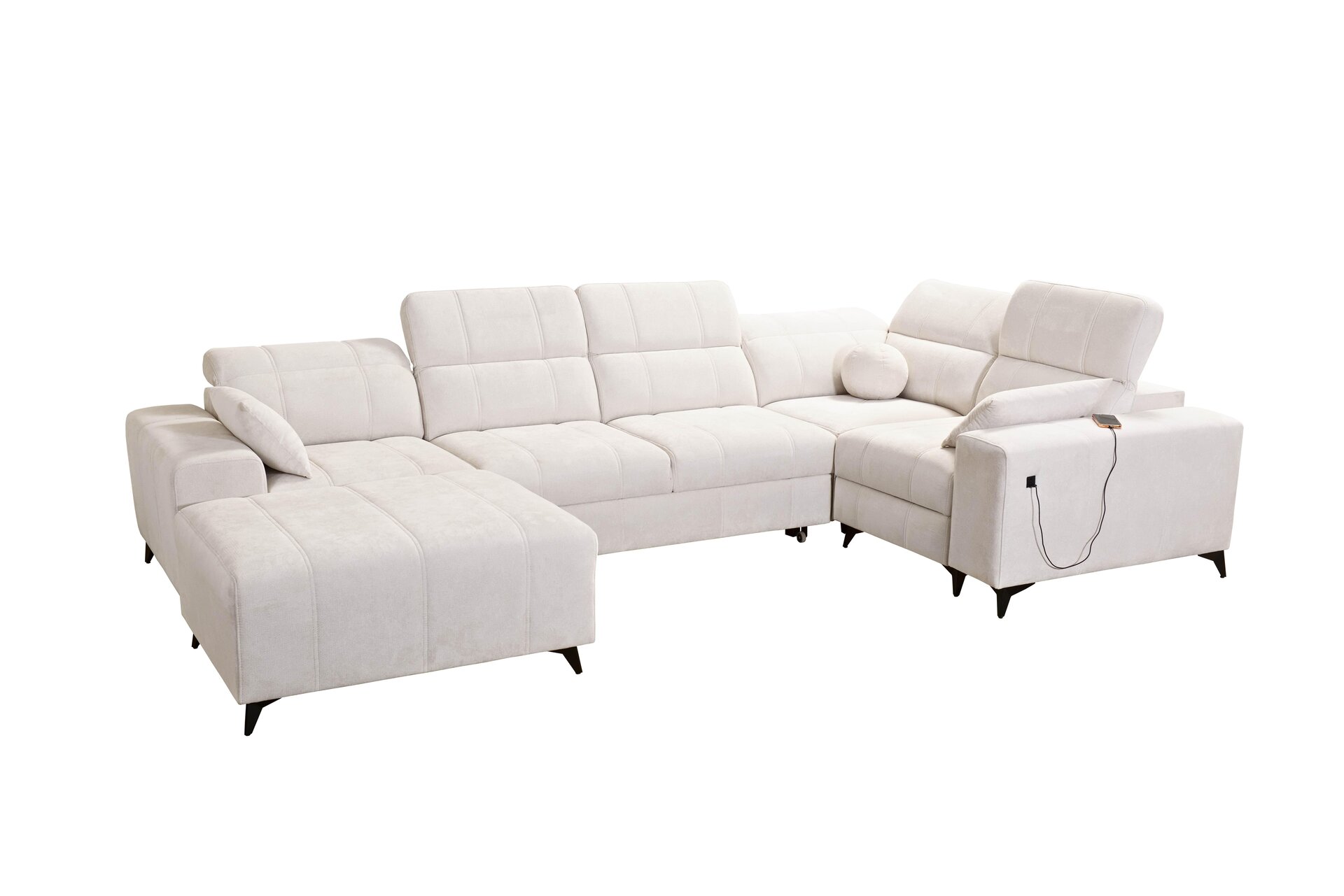 Narożnik w kształcie U ballagio IV mix z funkcją spania oraz funkcją relax tkanina Spring 1115