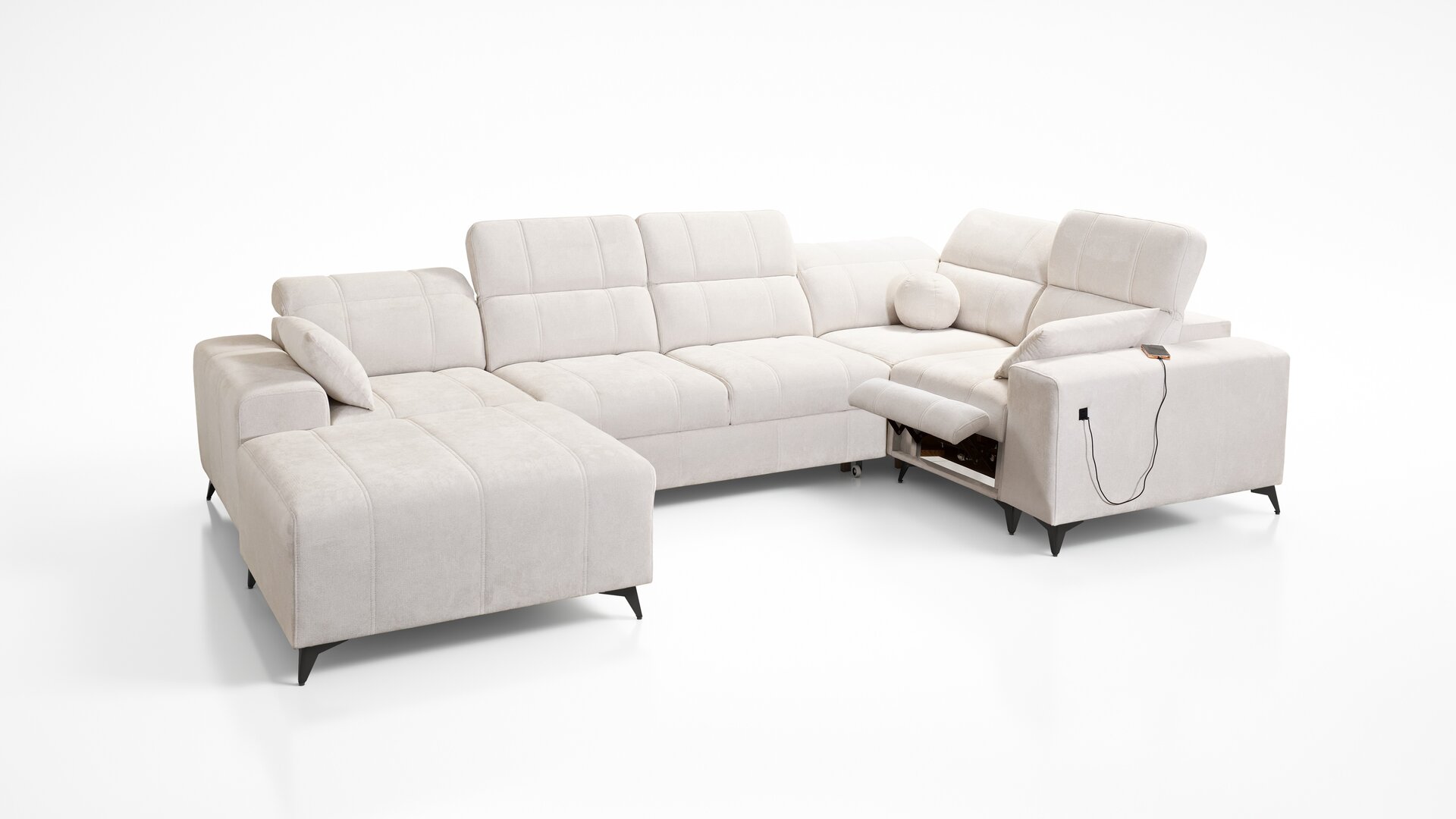 Narożnik w kształcie U ballagio IV mix z funkcją spania oraz funkcją relax tkanina Spring 1116
